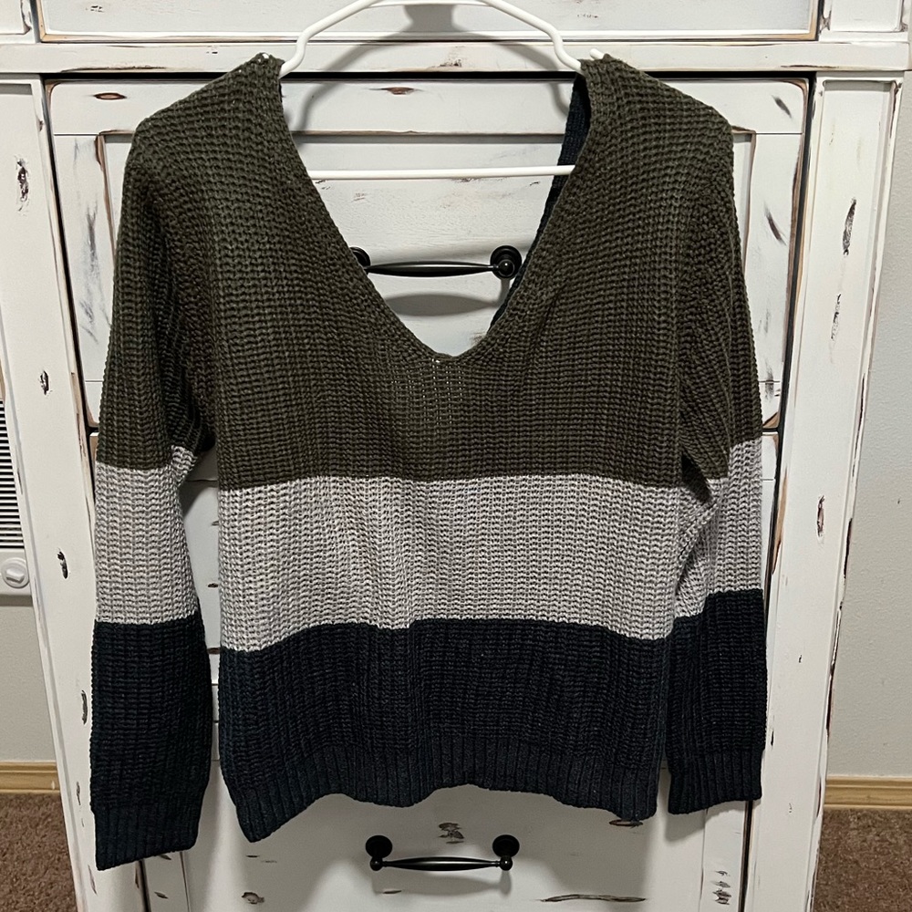 Striped sweater w/ open-back design